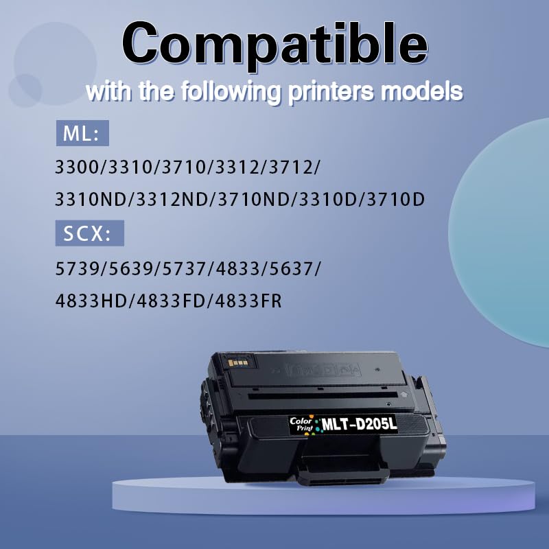 CP Color Print Compatible MLTD205L Toner Cartridge Replacement for Samsung MLT-D205L Toner 205L MLT D205L for ML-3312ND ML-3712ND ML-3712DW SCX-4835FR SCX-5639FR SCX-5739FW Printer (1-Pack, Black) - Image 2